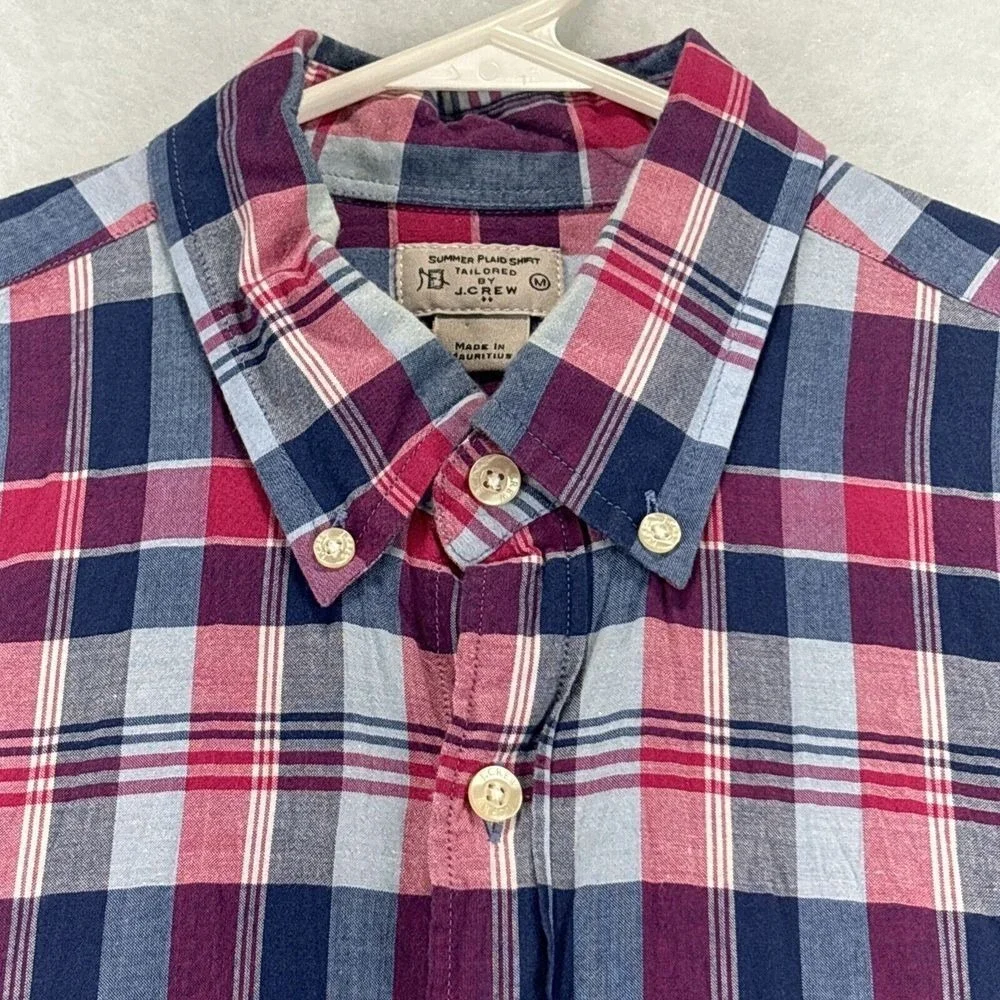 J. Crew mens shirt Summer Plaid M‎ Button Down Long Sleeve Tartan Plaid Cotton